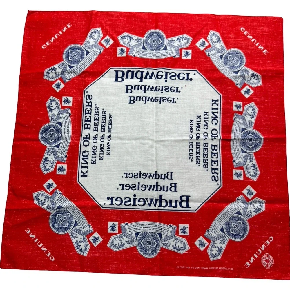 Budweiser Bandana Unisex OS Red Good Vintage King of Beers Made in USA RN 15187